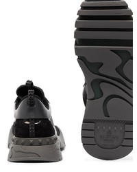 Chaussures de sport en cuir camouflage noires Valentino Garavani