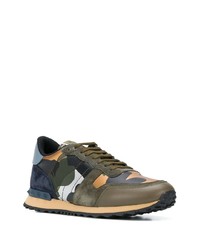 Chaussures de sport en cuir camouflage olive Valentino Garavani
