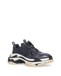 Chaussures de sport en cuir gris foncé Balenciaga