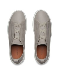 Chaussures de sport en cuir grises Zegna