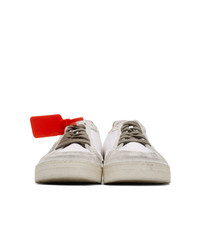 Chaussures de sport en cuir imprimées blanches Off-White