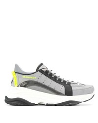 Chaussures de sport en cuir imprimées grises DSQUARED2