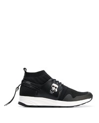 Chaussures de sport en cuir imprimées noires et blanches Karl Lagerfeld