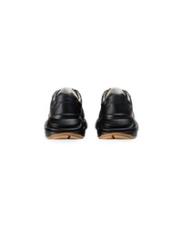 Chaussures de sport en cuir imprimées noires Gucci