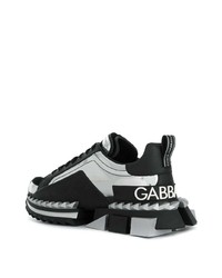 Chaussures de sport en cuir imprimées noires Dolce & Gabbana