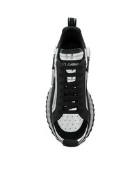 Chaussures de sport en cuir imprimées noires Dolce & Gabbana
