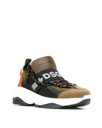 Chaussures de sport en cuir imprimées olive DSQUARED2