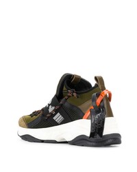 Chaussures de sport en cuir imprimées olive DSQUARED2