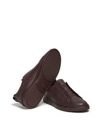 Chaussures de sport en cuir marron foncé Zegna