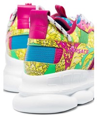 Chaussures de sport en cuir multicolores Versace