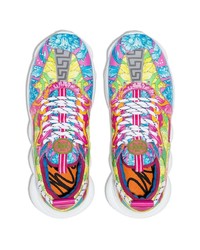 Chaussures de sport en cuir multicolores Versace