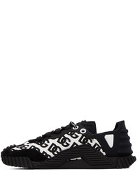 Chaussures de sport en cuir noires et blanches Dolce & Gabbana