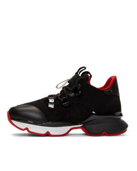 Chaussures de sport en cuir noires et blanches Christian Louboutin