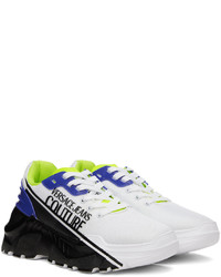 Chaussures de sport en cuir noires et blanches VERSACE JEANS COUTURE