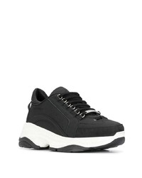 Chaussures de sport en cuir noires et blanches DSQUARED2