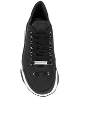 Chaussures de sport en cuir noires et blanches DSQUARED2