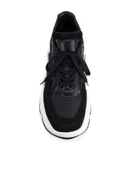 Chaussures de sport en cuir noires et blanches DSQUARED2