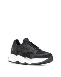 Chaussures de sport en cuir noires et blanches Philipp Plein