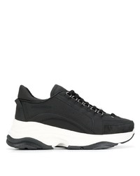 Chaussures de sport en cuir noires et blanches DSQUARED2