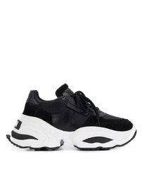 Chaussures de sport en cuir noires et blanches DSQUARED2