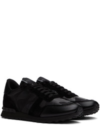 Chaussures de sport en cuir noires Valentino Garavani