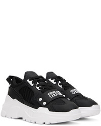 Chaussures de sport en cuir noires VERSACE JEANS COUTURE