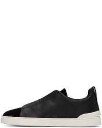 Chaussures de sport en cuir noires Zegna