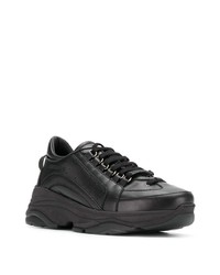 Chaussures de sport en cuir noires DSQUARED2