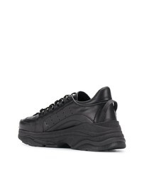 Chaussures de sport en cuir noires DSQUARED2