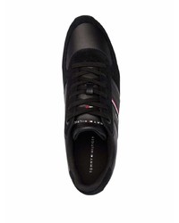 Chaussures de sport en cuir noires Tommy Hilfiger