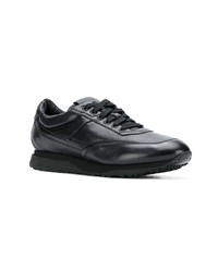 Chaussures de sport en cuir noires Santoni