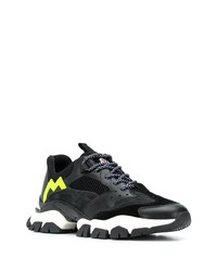 Chaussures de sport en cuir noires Moncler