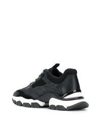 Chaussures de sport en cuir noires Moncler