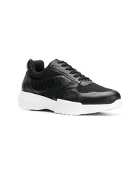 Chaussures de sport en cuir noires Giorgio Armani