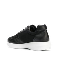 Chaussures de sport en cuir noires Giorgio Armani