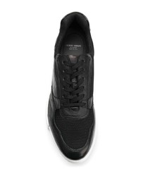 Chaussures de sport en cuir noires Giorgio Armani