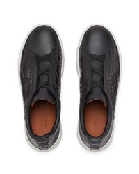 Chaussures de sport en cuir noires Zegna