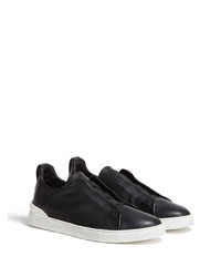 Chaussures de sport en cuir noires Zegna