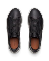Chaussures de sport en cuir noires Zegna