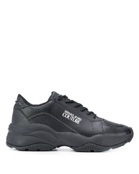 Chaussures de sport en cuir noires VERSACE JEANS COUTURE