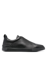 Chaussures de sport en cuir noires Zegna