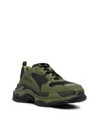 Chaussures de sport en cuir olive Balenciaga