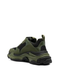 Chaussures de sport en cuir olive Balenciaga