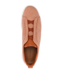 Chaussures de sport en cuir orange Zegna