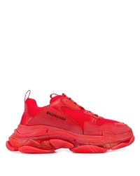 Chaussures de sport en cuir rouges Balenciaga