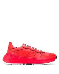 Chaussures de sport en cuir rouges Bottega Veneta