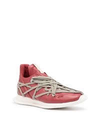 Chaussures de sport en cuir rouges Rick Owens