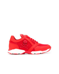 Chaussures de sport en cuir rouges Philipp Plein