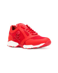 Chaussures de sport en cuir rouges Philipp Plein