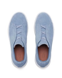 Chaussures de sport en daim bleu clair Zegna